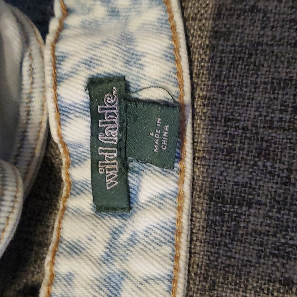 Triangle Cup Denim Tank Top Wild Fable Acid Wash Floral Embroidered Sz LG #M26 - Picture 4 of 8